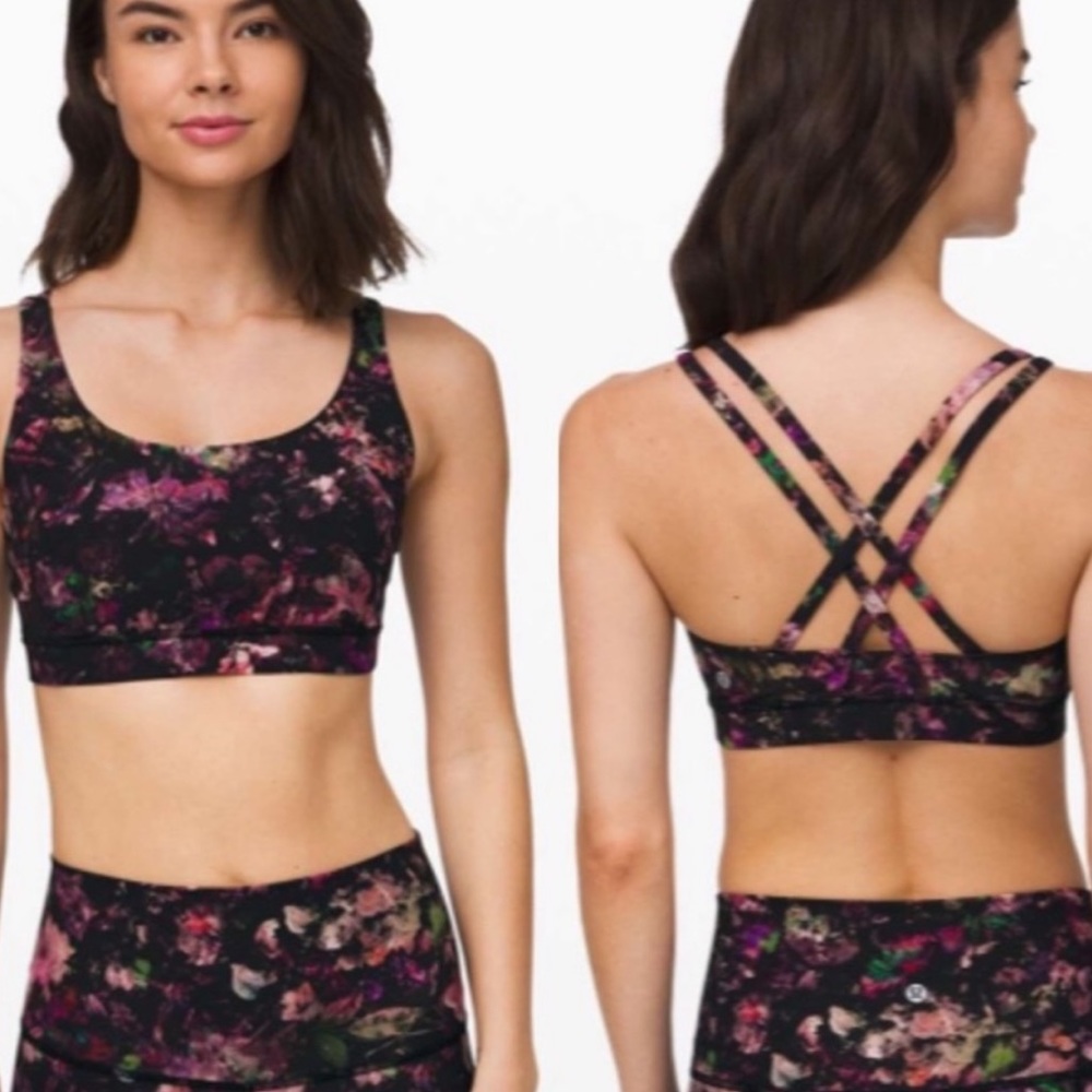 lululemon athletica Floral Sports Bra - Black and Pink